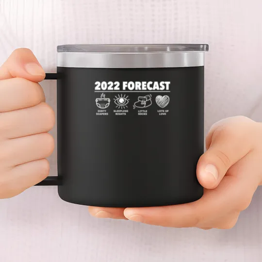 Discover 2022 Forecast New Dad Mom Baby Announcement Pregnancy Gift 14oz Stainless Steel Tumblers