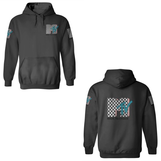 Discover MTVss Checkered Logo Pink Shadow Turquoisess TV Graphic 3D Hoodies