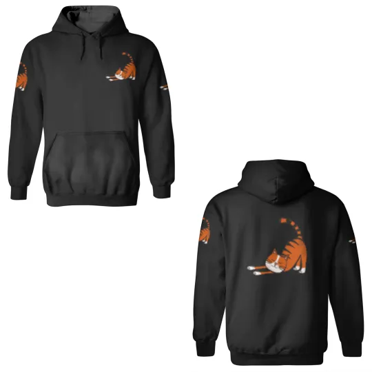 Discover Cute cat with black stripes and orange color 3D Hoodies