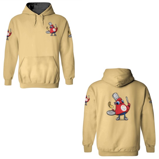 Discover Paris 2024 Phryges - Cartoon chef in red apron with food 3D Hoodies