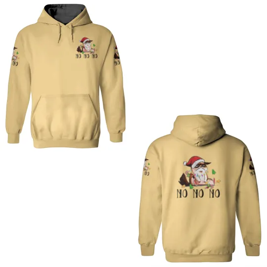 Discover Ugly Christmas Cat Wearing Xmas Hat Say "No No No" 3D Hoodies