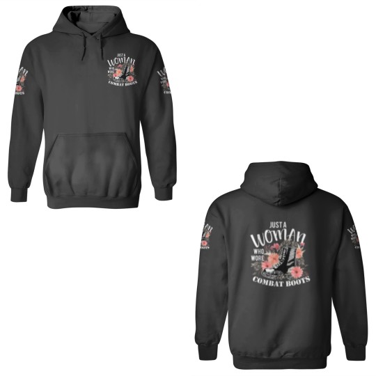 Discover Just A Woman Wore Combat Boots Veteran 3D Hoodies