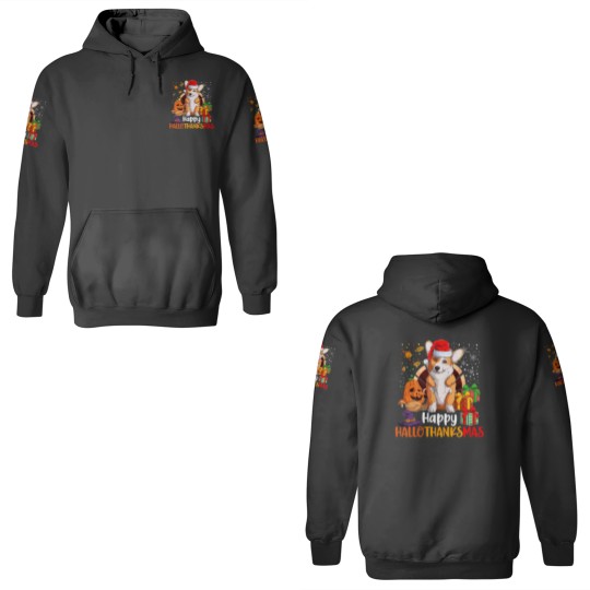 Discover Corgi Dog Happy Hallothanksmas Welsh Corgi Lover H 3D Hoodies