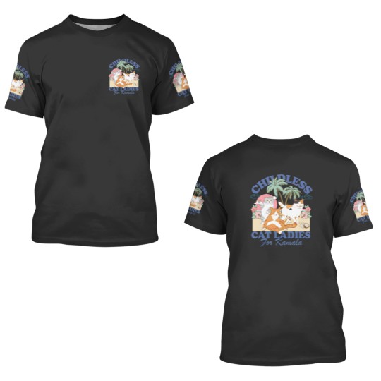 Discover Childless Cat Ladies For Kamala 3D T Shirts, Childless Cat Lady 3D T Shirts