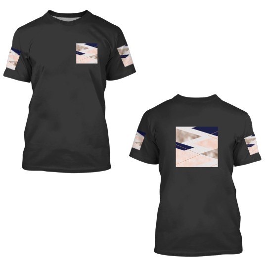 Discover Rose gold french navy geometric 3D T Shirts
