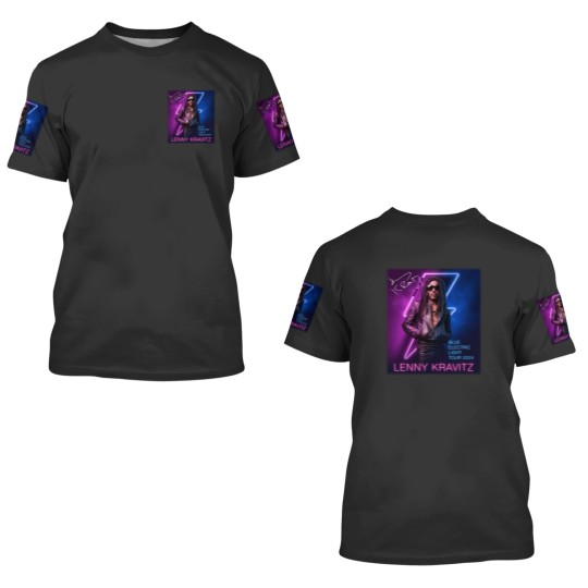 Discover Lenny Kravitz Electric Blue Light Tour 2024 Signature Unisex 3D T Shirts All Size