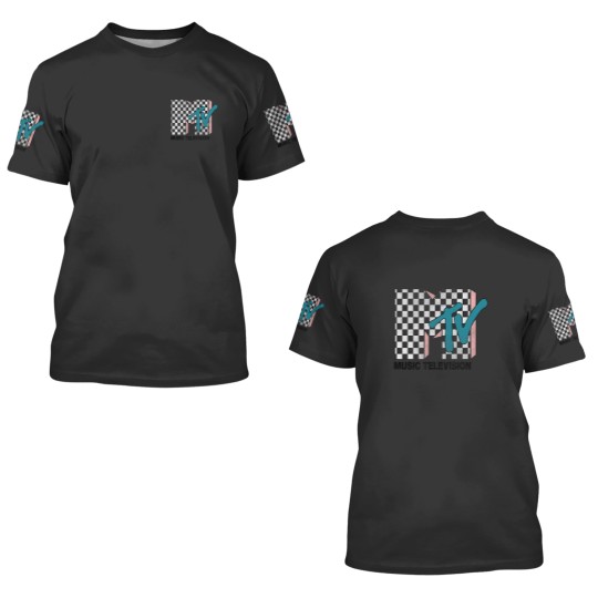 Discover MTVss Checkered Logo Pink Shadow Turquoisess TV Graphic 3D T Shirts