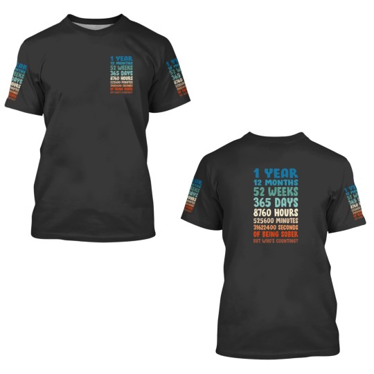 Discover One Year Sober Birthday AA NA Sobriety 3D T Shirts