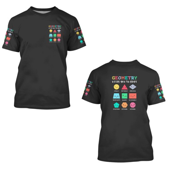 Discover Geometry keeps you in shape funny geometric shapes 3D T Shirts