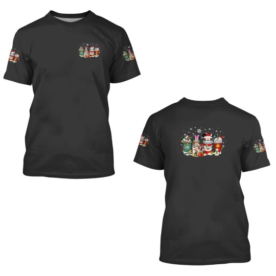 Discover Cute Animated Mouse Christmas Coffee 3D T Shirts, Mouse Christmas 3D T Shirts