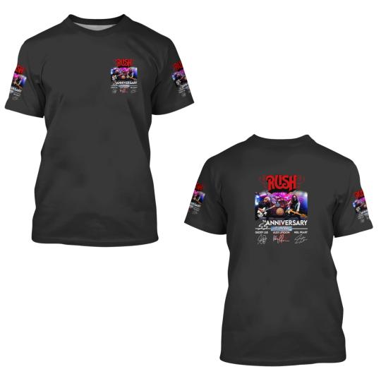 Discover 55 Years RUSH Band 1968-2023 Signatures 3D T Shirts