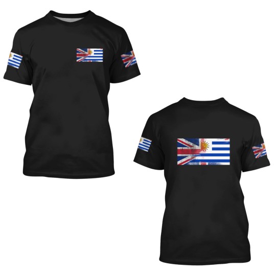 Discover British Uruguayan Half Uruguay Half UK Flag 3D T Shirts