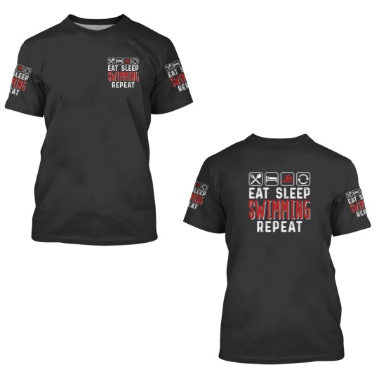 Discover Eat Sleep Swimming Repeat 3D T Shirts