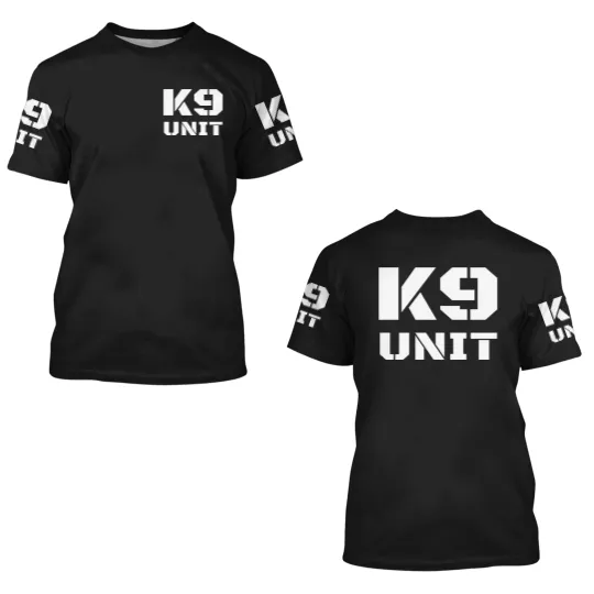 Discover K9 Unit Stencil Text K-9 Team Officer Police Dog H 3D T Shirts
