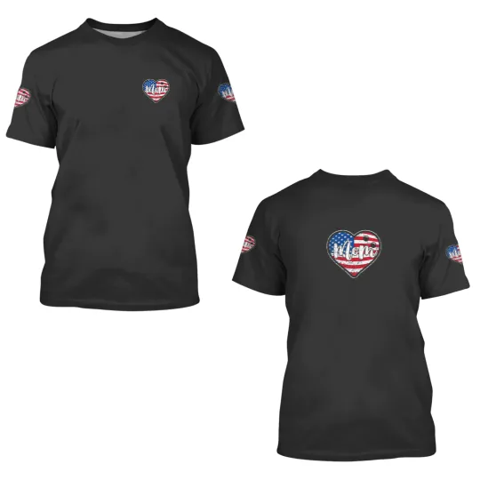 Discover Womens Distressed American Flag Heart Bowling 3D T Shirts
