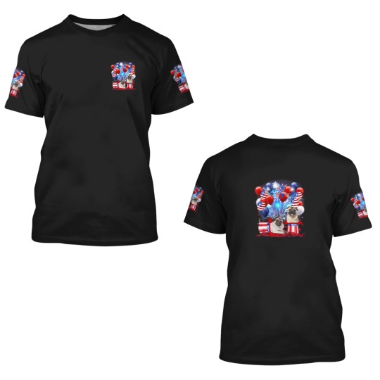 Discover Pug Firework American Flag 4Th Of July Dog Lover 3D T Shirts