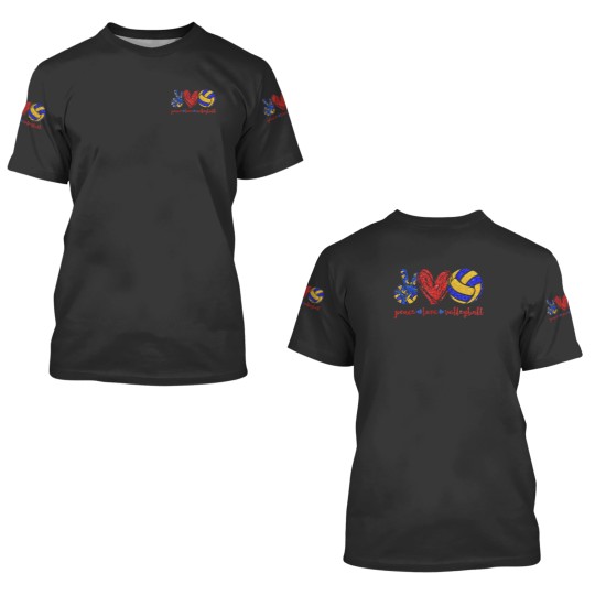 Discover 3D T-Shirts - Peace Love Volleyball Theme