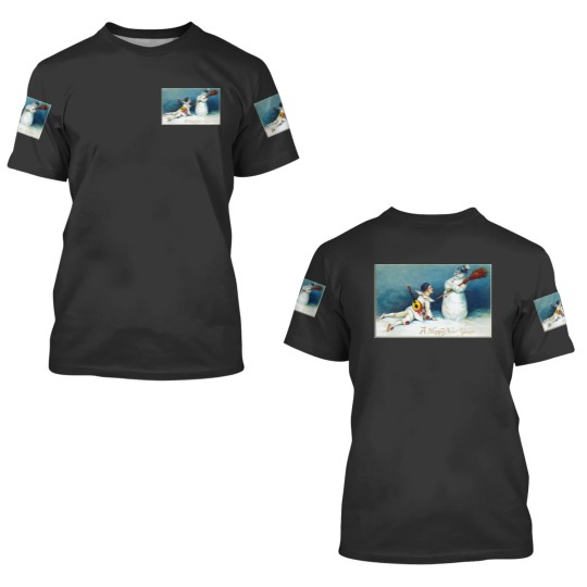 Discover Vintage New Year's Day Boy And Snow 3D T Shirts