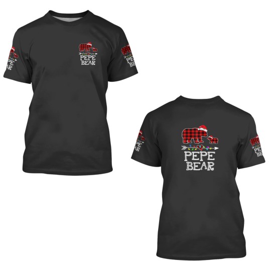 Discover Red Plaid Pepe Bear 3D T Shirts