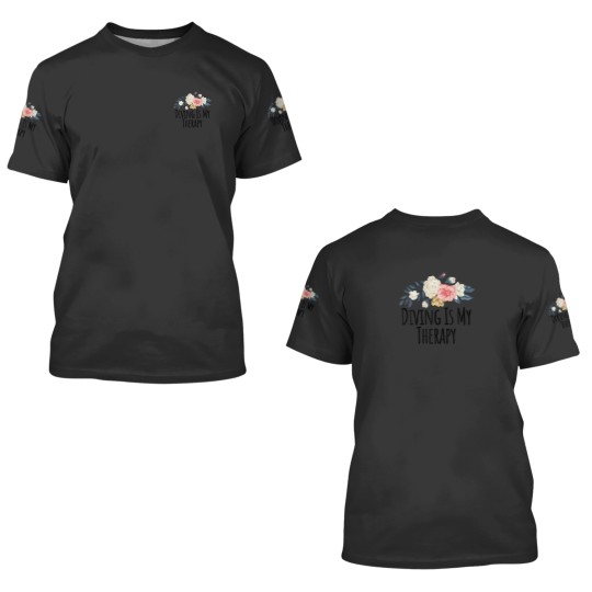 Discover Floral Flowers, Diving Is My Therapy Funny Floral 3D T Shirts