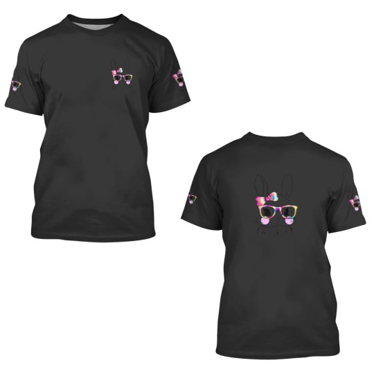 Discover Cute Bunny Rabbit Face Tie Dye Glasses Girl Happy 3D T Shirts