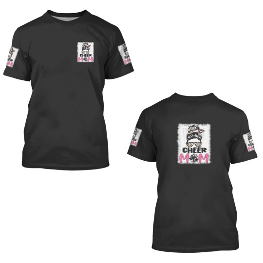 Discover Cute Messy Bun Cheer Mom Funny Leopard Bandana Mot 3D T Shirts
