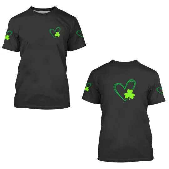 Discover Happy St Patrick's Day Irish Shamrock Heart Men Wo 3D T Shirts