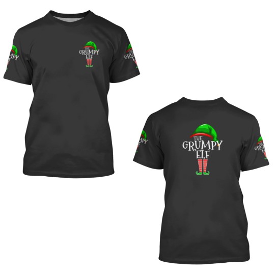 Discover The Grumpy Elf Family Matching Group Christmas Gif 3D T Shirts