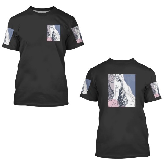Discover Portrait sketch, tropical plants colorful shapes 3D T Shirts