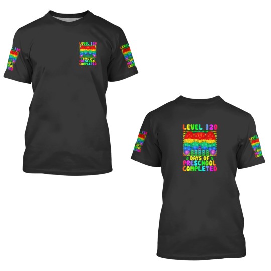Discover Level 120 Days Of Preschool Completed Video Game P 3D T Shirts