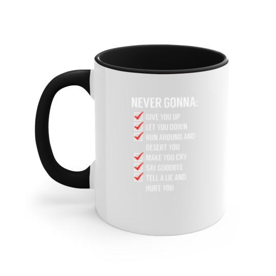 Discover Rick Astley - Never gonna give you Up Accent Mugs