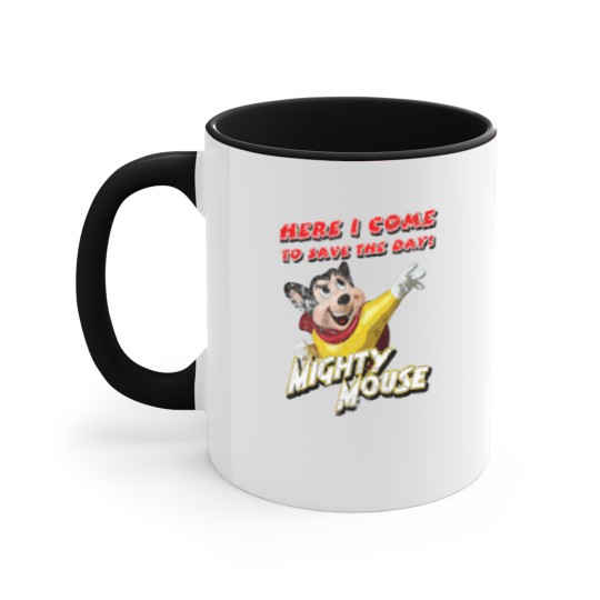 Discover Mighty Mouse, distressed - Mighty Mouse - Accent Mugs