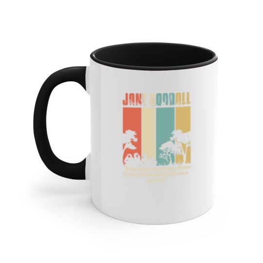 Discover Cotton Navy Jane Goodall Difference Crew Neck Tops Fashion Tees Accent Mugs