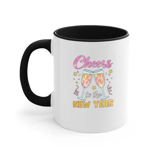 Discover New Year 2025 Accent Mugs, Cheers to the New Year, Retro New Years Accent Mugs