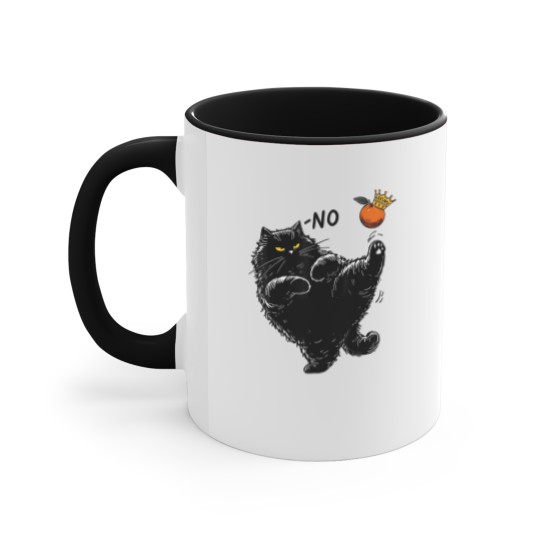 Discover No Kings in America Black Cat Accent Mugs, No Kings Accent Mugs, Funny Political Meme Accent Mugs