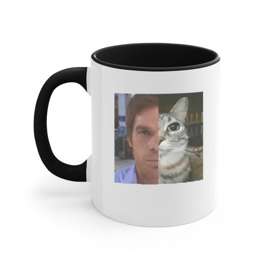 Discover Dext Morgan Accent Mugs, Funny Cat Meme Accent Mugs, Unisex Heavy Cotton Accent Mugs, Gift for Dexter Fans, TV Show Fan Accent Mugs
