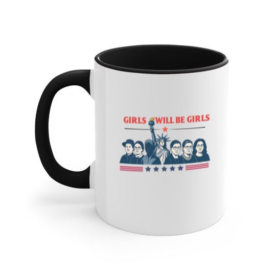 Discover Girls Will be Girls Comfort Colors Accent Mugs, Patriotic Feminist 4th of July Accent Mugs