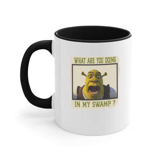 Discover Shrek Face Accent Mugs What Are You Doing in My Swamp Accent Mugs, I'm Swamped Accent Mugs, Funny Shrek Accent Mugs