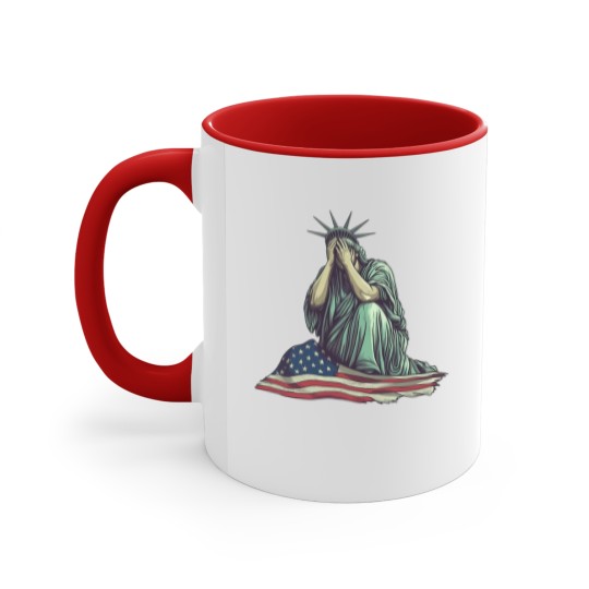 Discover Crying Statue of Liberty Accent Mugs, Political Protest Accent Mugs Patriotic American Flag Accent Mugs