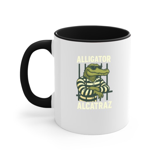 Discover Alligator Alcatraz Accent Mugs Comfort Colors, Funny Gator Accent Mugs, Retro Unisex Graphic Accent Mugs