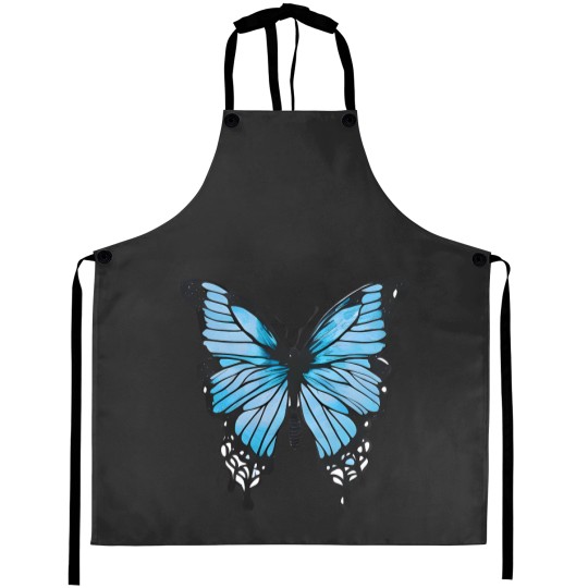 Discover Blue Butterfly Art Garden Beautiful Butterflies T-Shirt Aprons