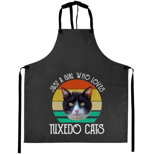 Discover Just A Girl Who Loves Tuxedo Cats Aprons