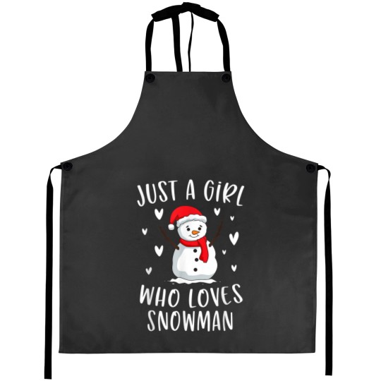 Discover Just A Girl Who Loves Snowman Xmas Cute Christmas Aprons