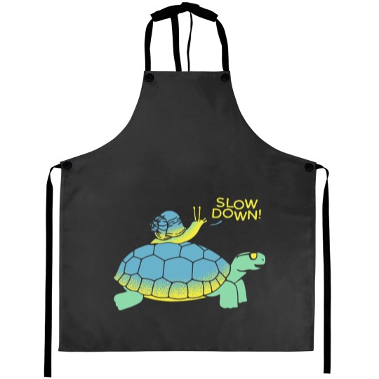 Discover Slow down snail and turtle team Aprons