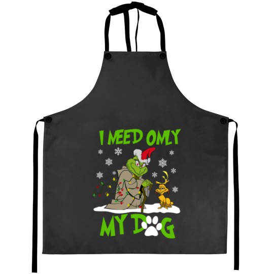 Discover Merry Christmas I Need Only My Dog Aprons