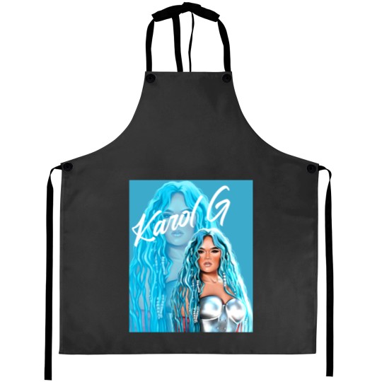 Discover Rectangle Karol  with Blue Hair Illustration Aprons
