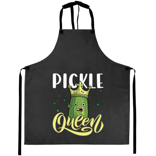 Discover Pickle Queen Shirt Cucumber Pickle Jar Funny Aprons