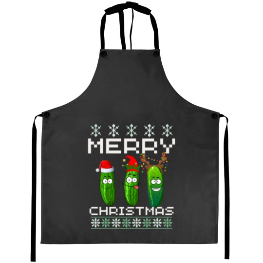 Discover Pickle Lover Xmas Lighting Santa Ugly Pickle Aprons