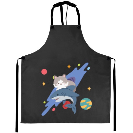 Discover Cat on A Shark Aprons