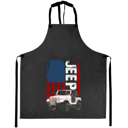 Discover -Jeep-American Flag-Jeep- Aprons
